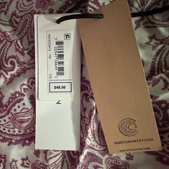 REBECCA MINKOFF Women’s Paisley Tassel Bandana Scarf in Berry Multi Color - Picture 5 of 5